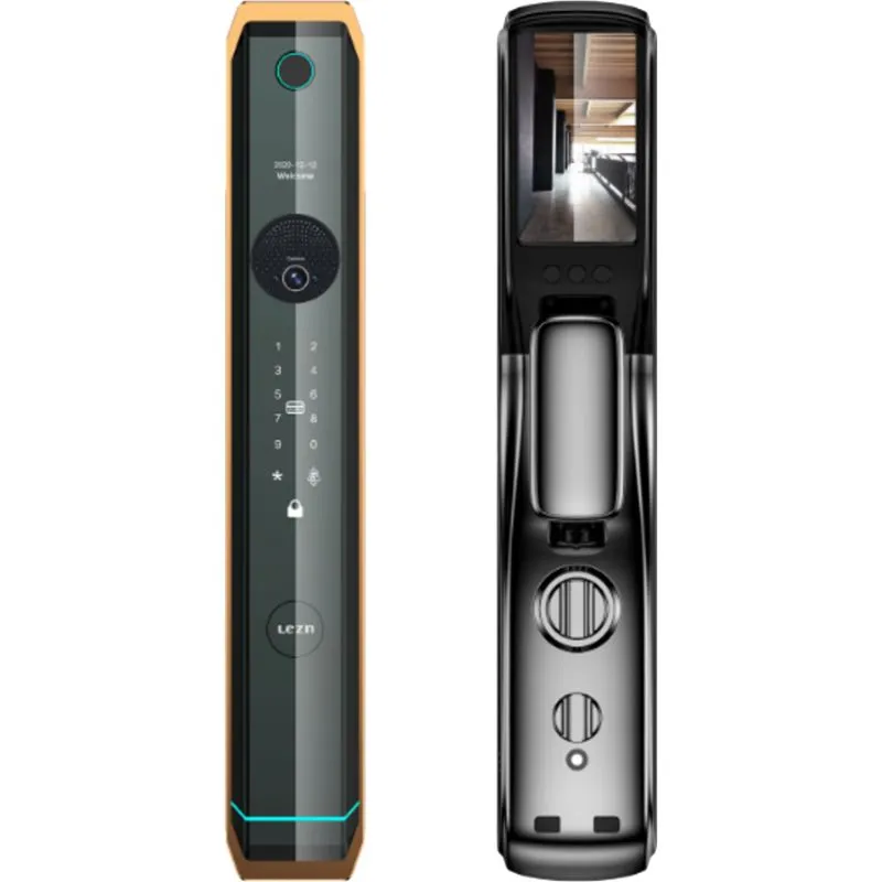 Lezn i12 Cat Eye, Lezn i12 smart door lock, smart door lock with camera, Tuya smart lock Egypt, WiFi door lock Egypt, biometric door lock, fingerprint smart lock, smart home security system, electronic door lock, Lezn smart lock Egypt, matte gray smart lock, video door viewer lock