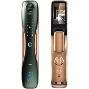 Lezn I7 Cat Eye, Lezn I7 smart door lock, Tuya smart lock Egypt, WiFi door lock with camera, smart video door lock, fingerprint smart lock, biometric door lock Egypt, smart home security, smart door viewer lock, Lezn smart lock Egypt, black and gold smart lock, electronic door lock Egypt