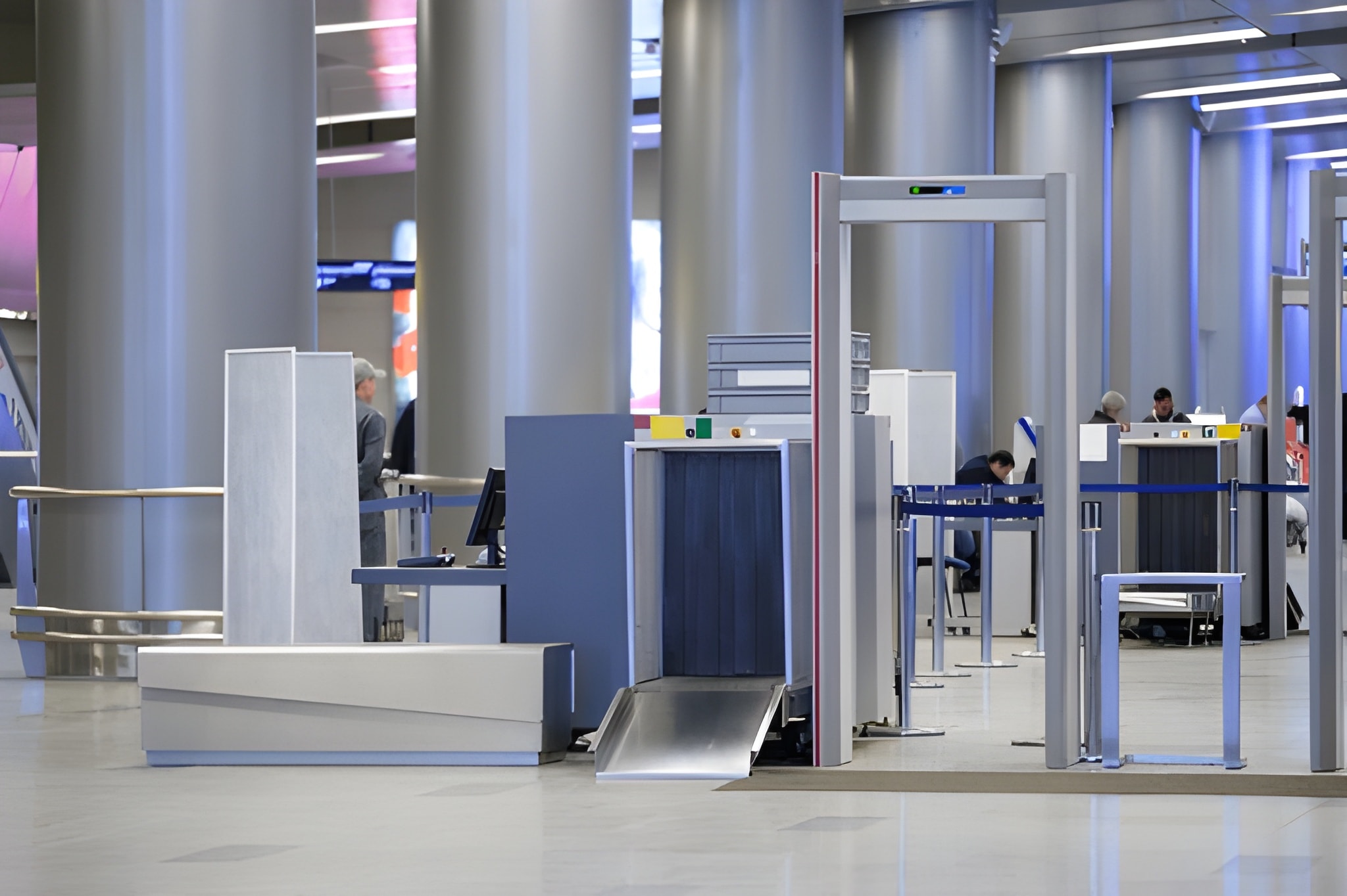 Walk-through metal detector gate for banks